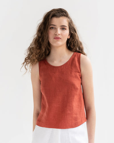 Linen crop top PAROS in clay - MagicLinen