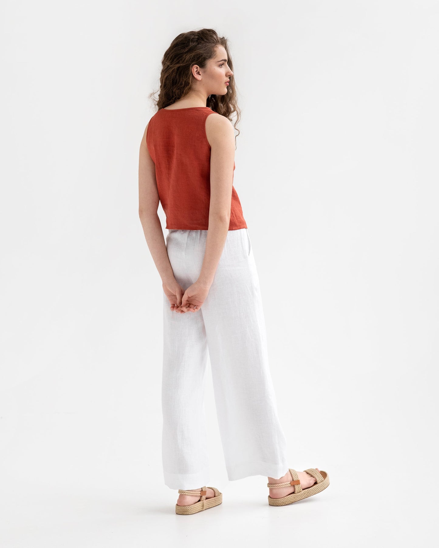 Linen crop top PAROS in clay - MagicLinen
