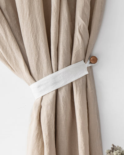 Linen curtain tie-back set of 2 in White - MagicLinen