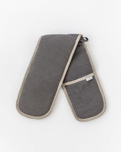 Double oven mitt (1 pcs) in Charcoal gray - MagicLinen