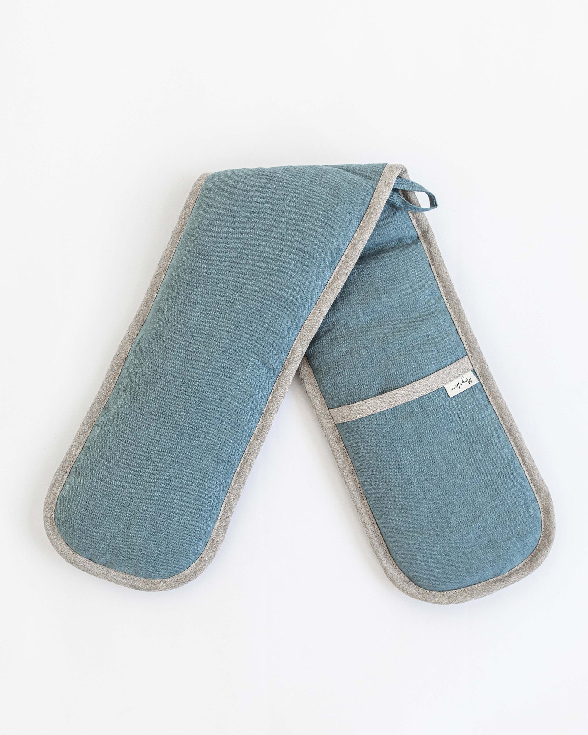 Double oven mitt (1 pcs) in Gray blue - MagicLinen