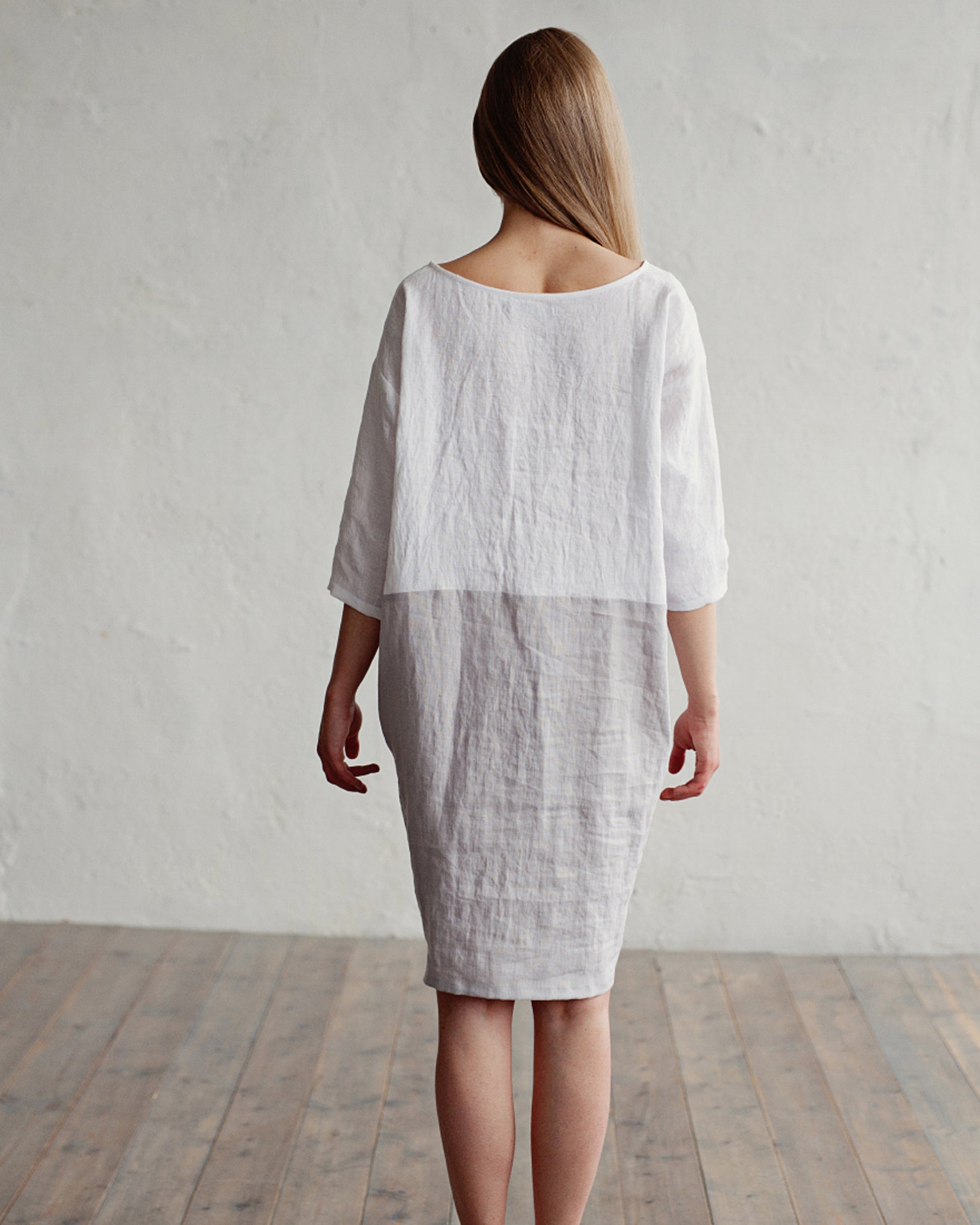 White And Gray Linen Dress Adria in white-gray | MagicLinen XL White And Gray Linen Dress Adria in white-gray | MagicLinen XL