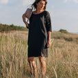 Relaxed fit linen dress ARUBA in black - MagicLinen