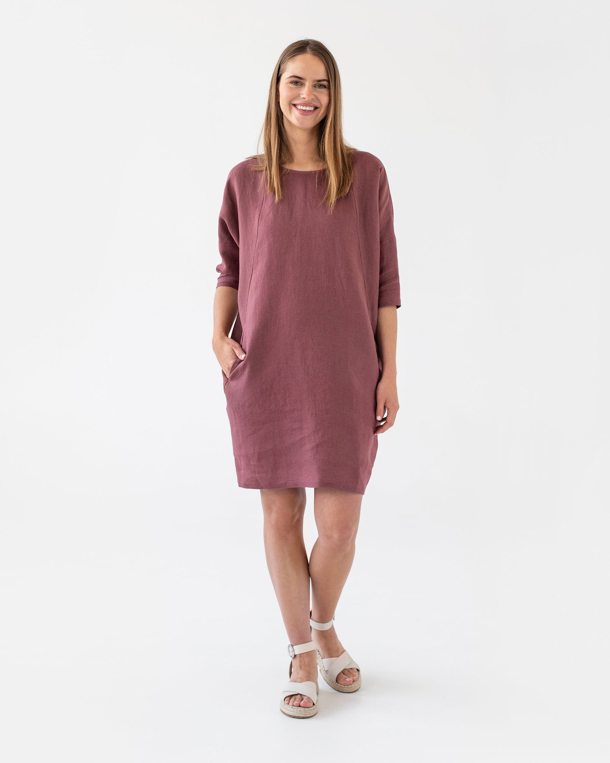 Loose Linen Dress ARUBA in Plum | MagicLinen XS Loose Linen Dress ARUBA in Plum | MagicLinen XS