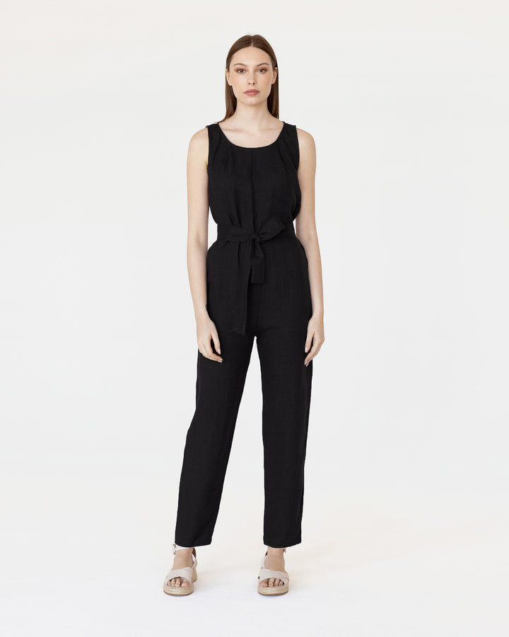 Linen jumpsuit ANNECY in Black - MagicLinen