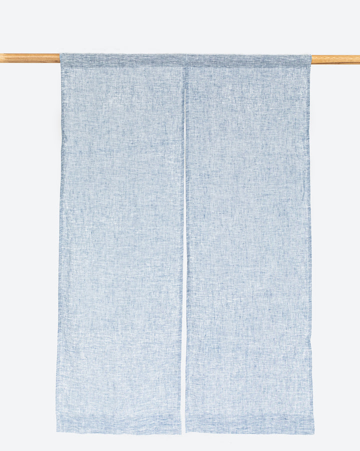Linen noren curtains (1 pcs) in Blue melange - MagicLinen