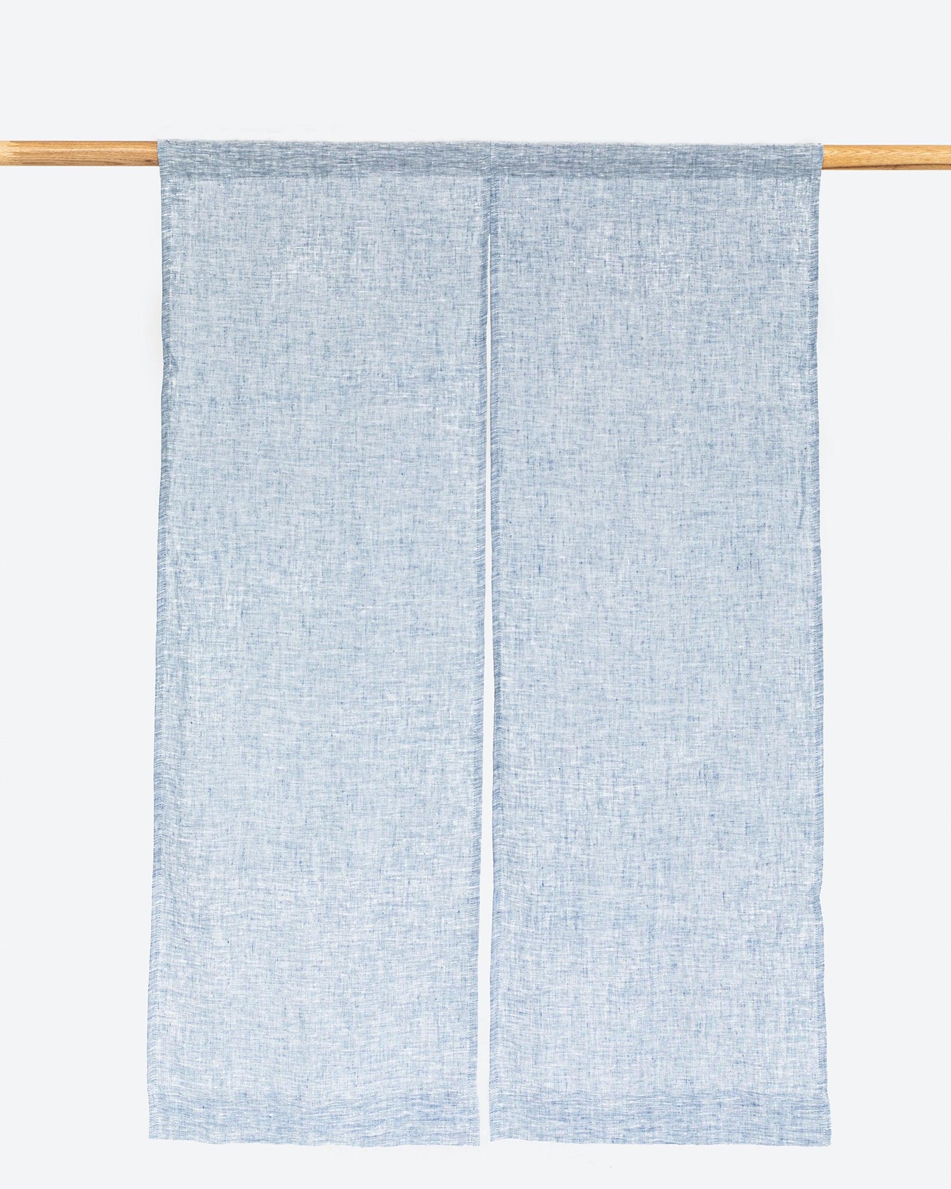 Custom size linen noren curtains (1 pcs) in Blue melange - MagicLinen