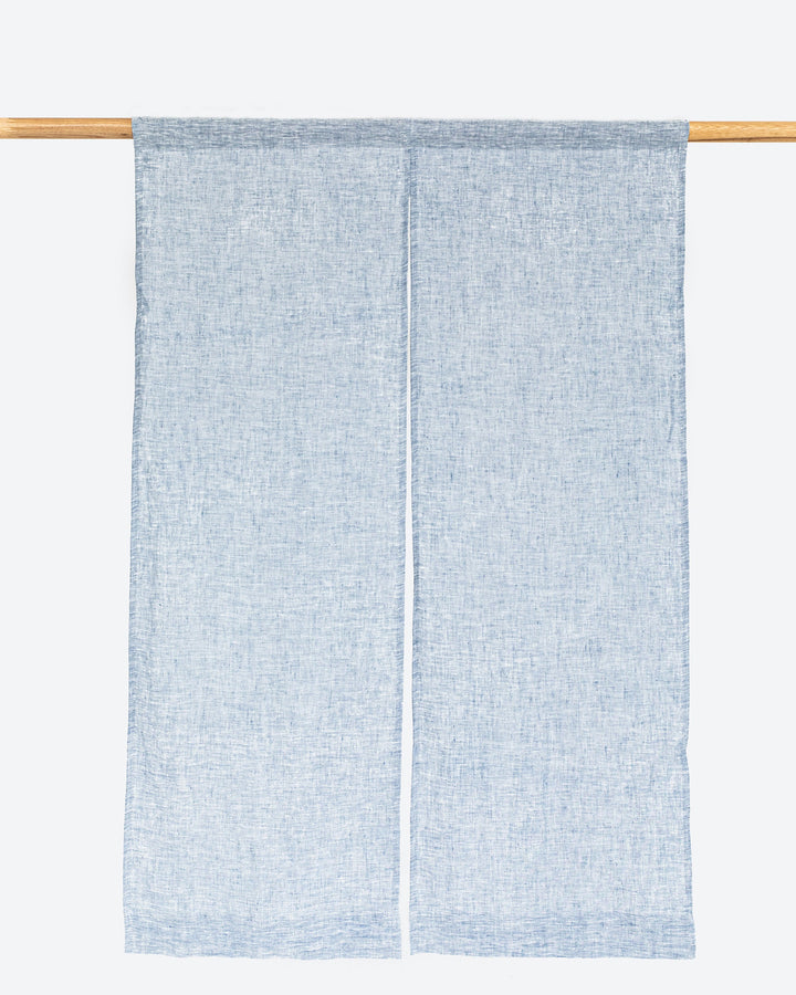 Custom size linen noren curtains (1 pcs) in Blue melange - MagicLinen