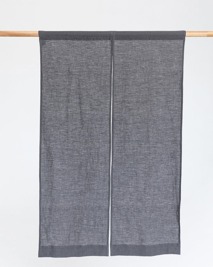 Custom size linen noren curtains (1 pcs) in Charcoal gray - MagicLinen