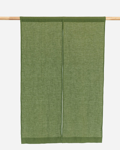 Linen noren curtains in forest green (1 pcs) - MagicLinen  Edit alt text