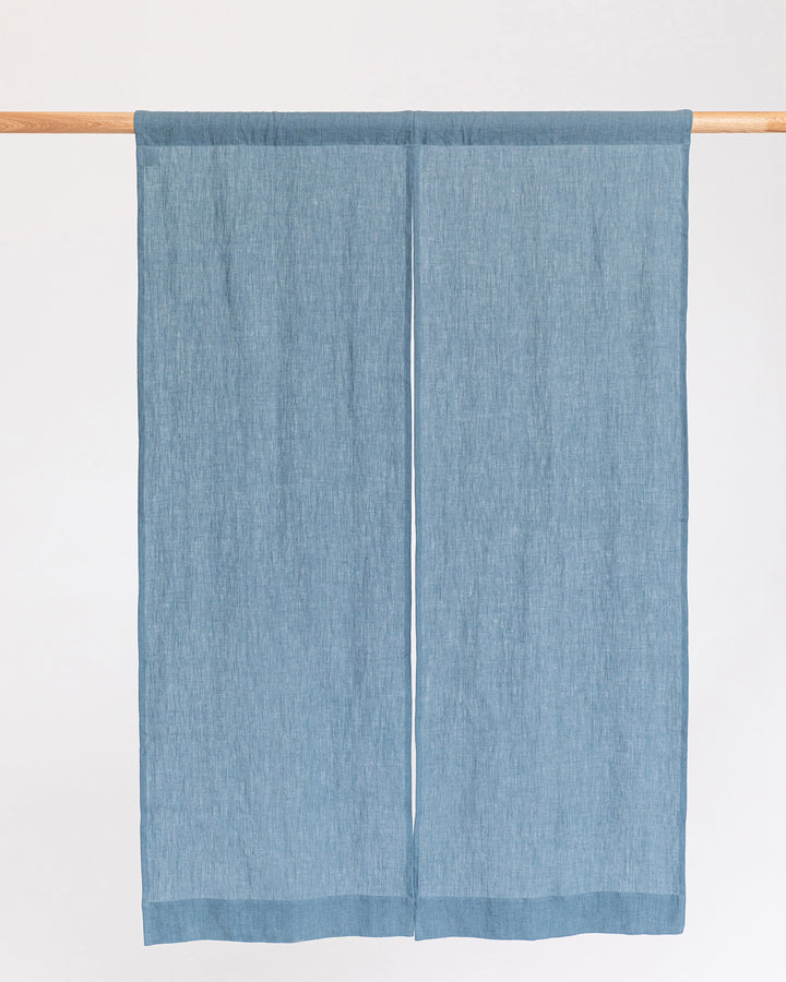 Linen noren curtains (1 pcs) in Gray blue - MagicLinen