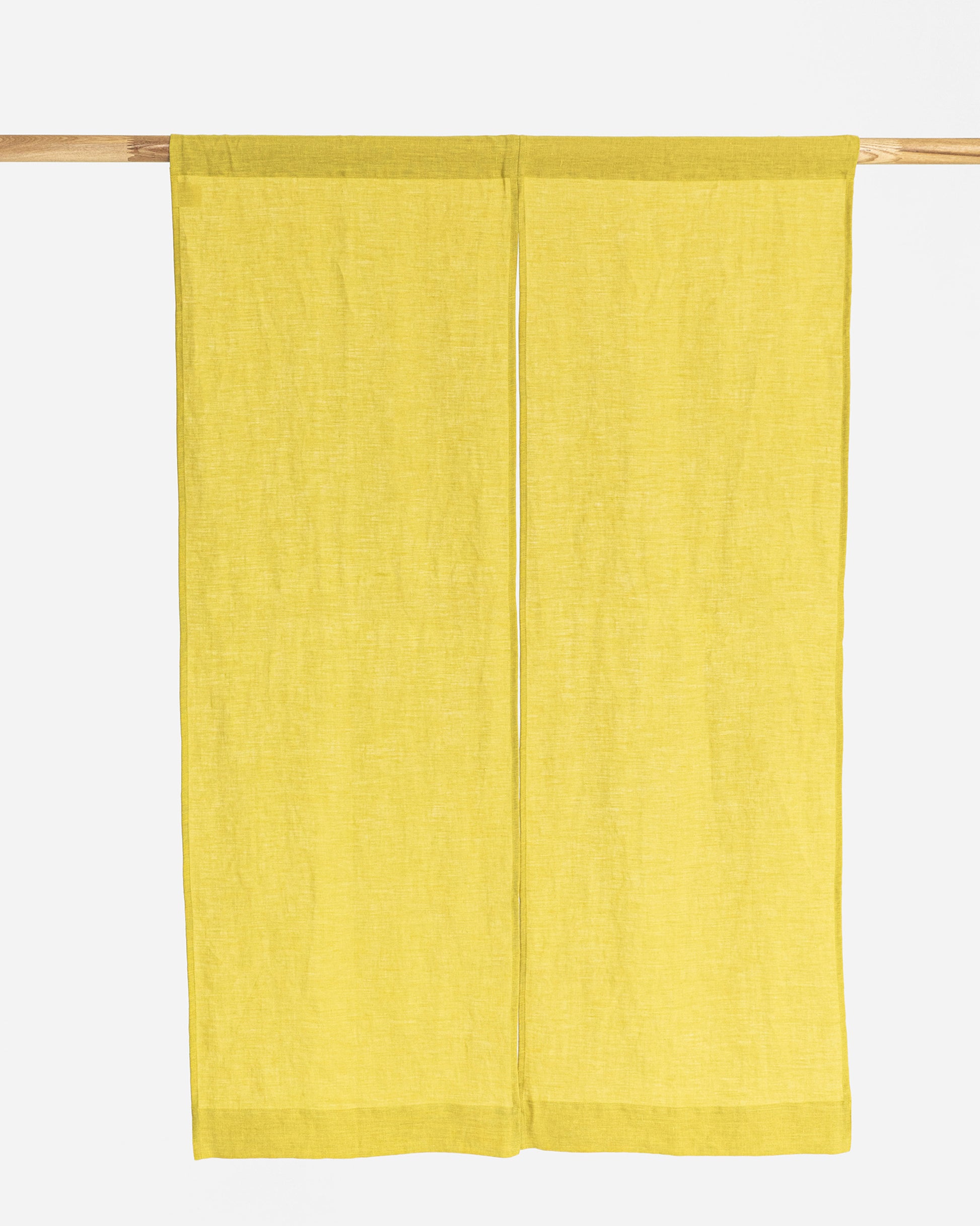 Linen noren curtains (1 pcs) in Moss yellow - MagicLinen