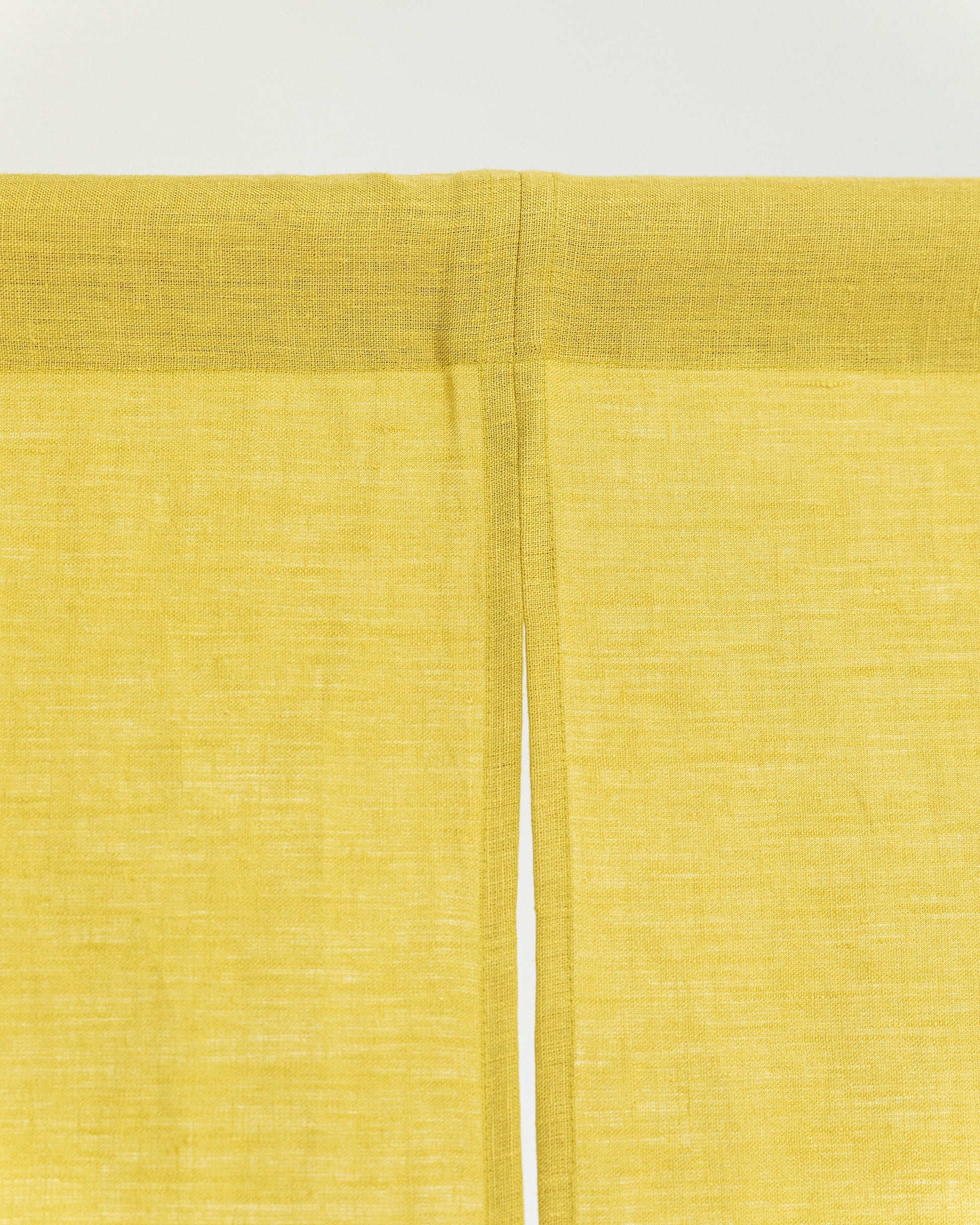 Custom size linen noren curtains (1 pcs) in Moss yellow - MagicLinen