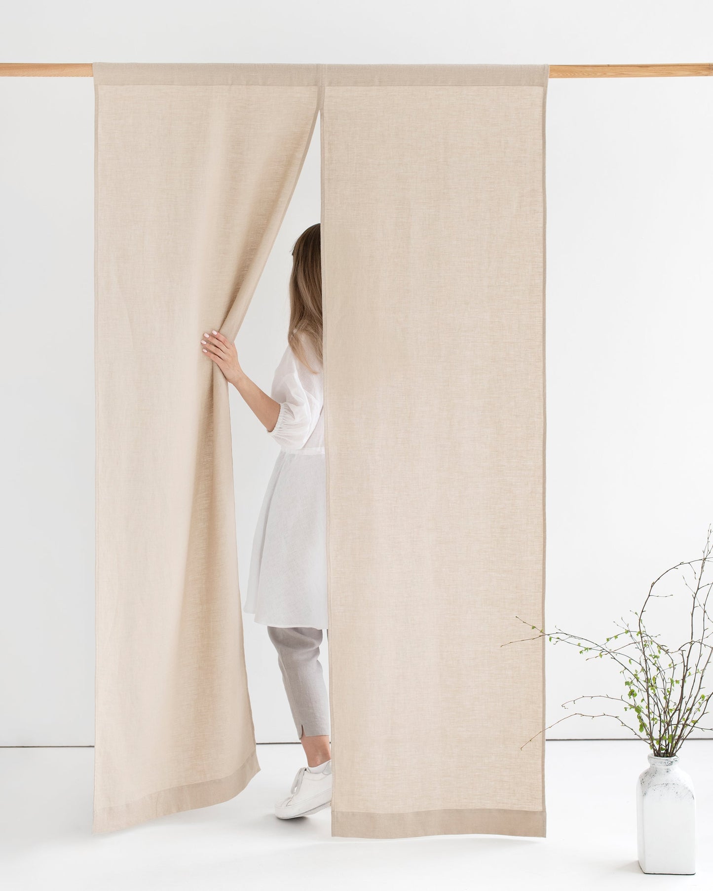 Custom size linen noren curtains (1 pcs) in Natural linen - MagicLinen
