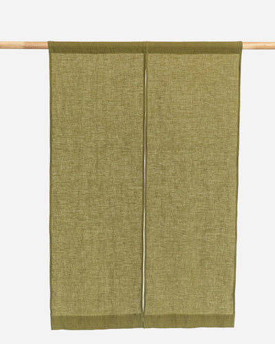 Custom size linen noren curtains (1 pcs) in Olive green - MagicLinen