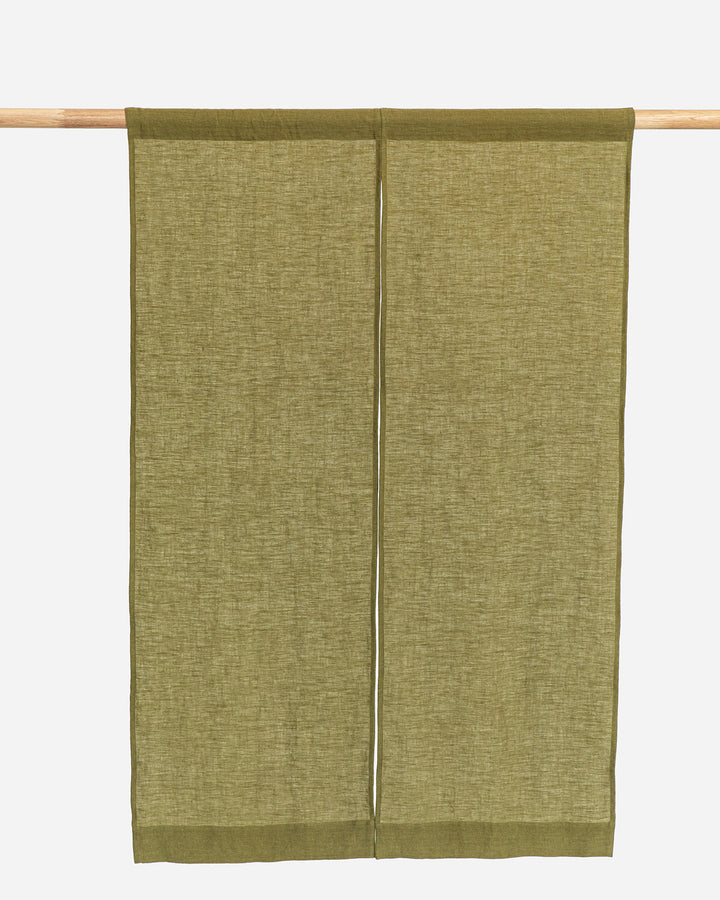 Linen noren curtains (1 pcs) in Olive green - MagicLinen