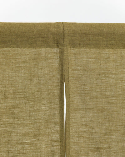Custom size linen noren curtains (1 pcs) in Olive green - MagicLinen