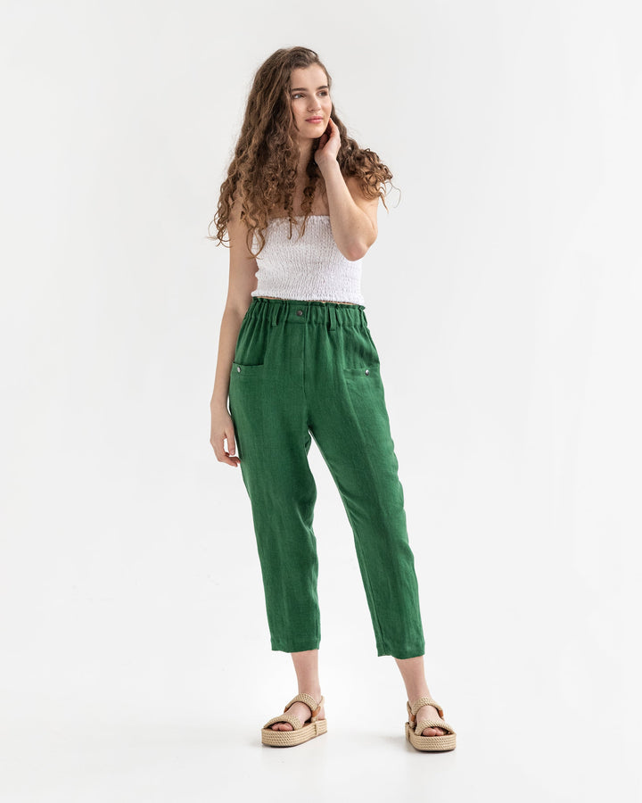 Linen pants KIHEI in green - MagicLinen
