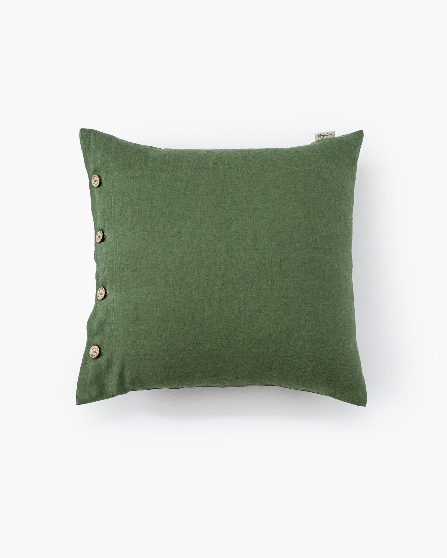 Linen pillowcase with buttons in Forest green - MagicLinen
