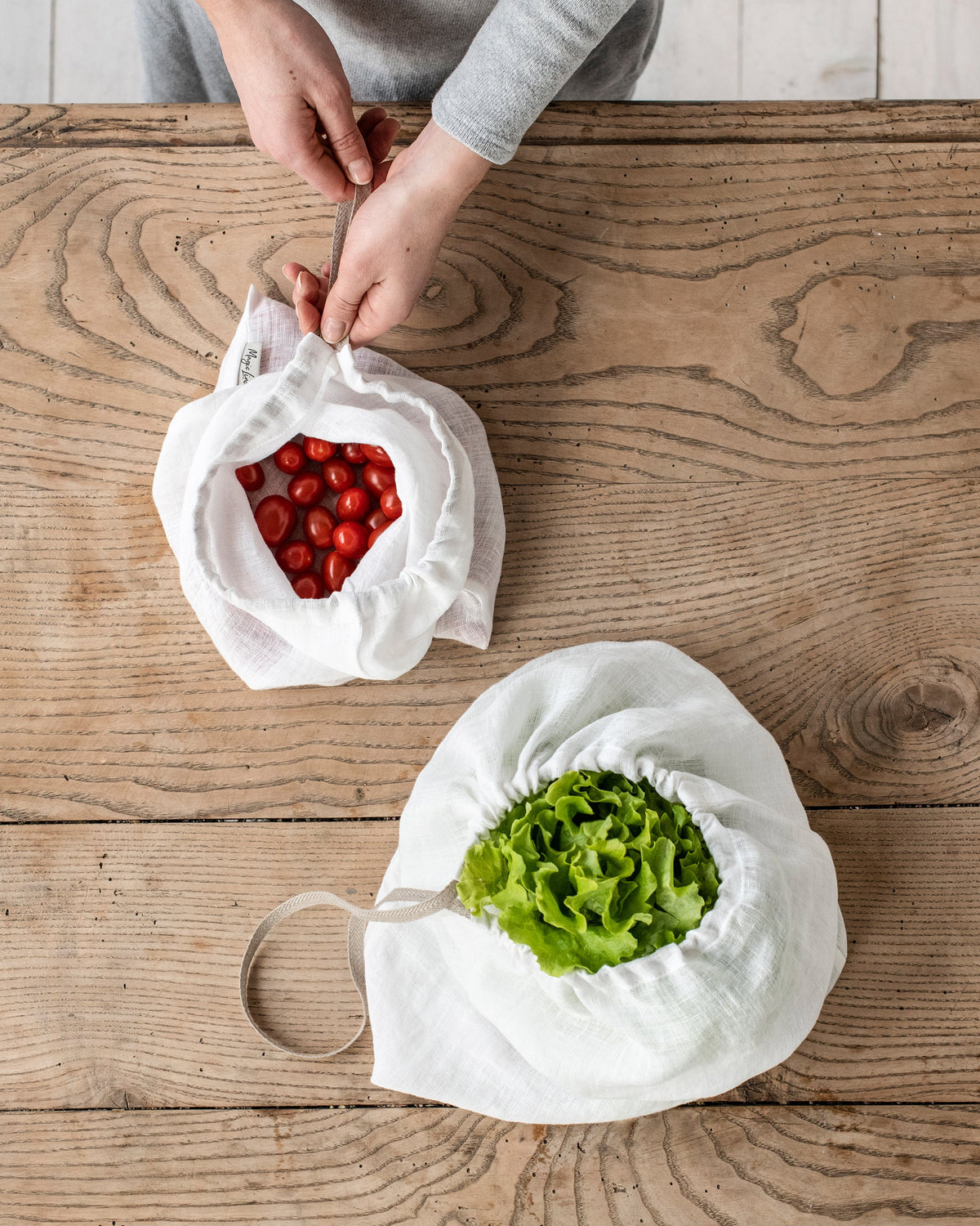Set Two Zero Waste Linen Produce Bags