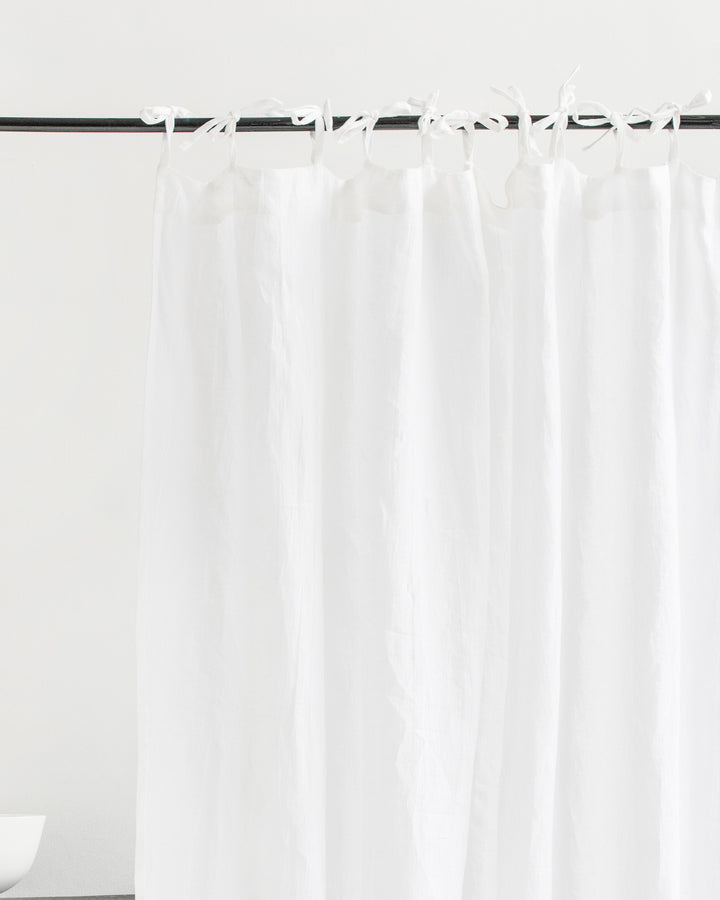 Linen shower curtain panel with tie top (1 pcs) - MagicLinen