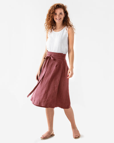 High-waist linen wrap skirt SEVILLE in Various colors - MagicLinen