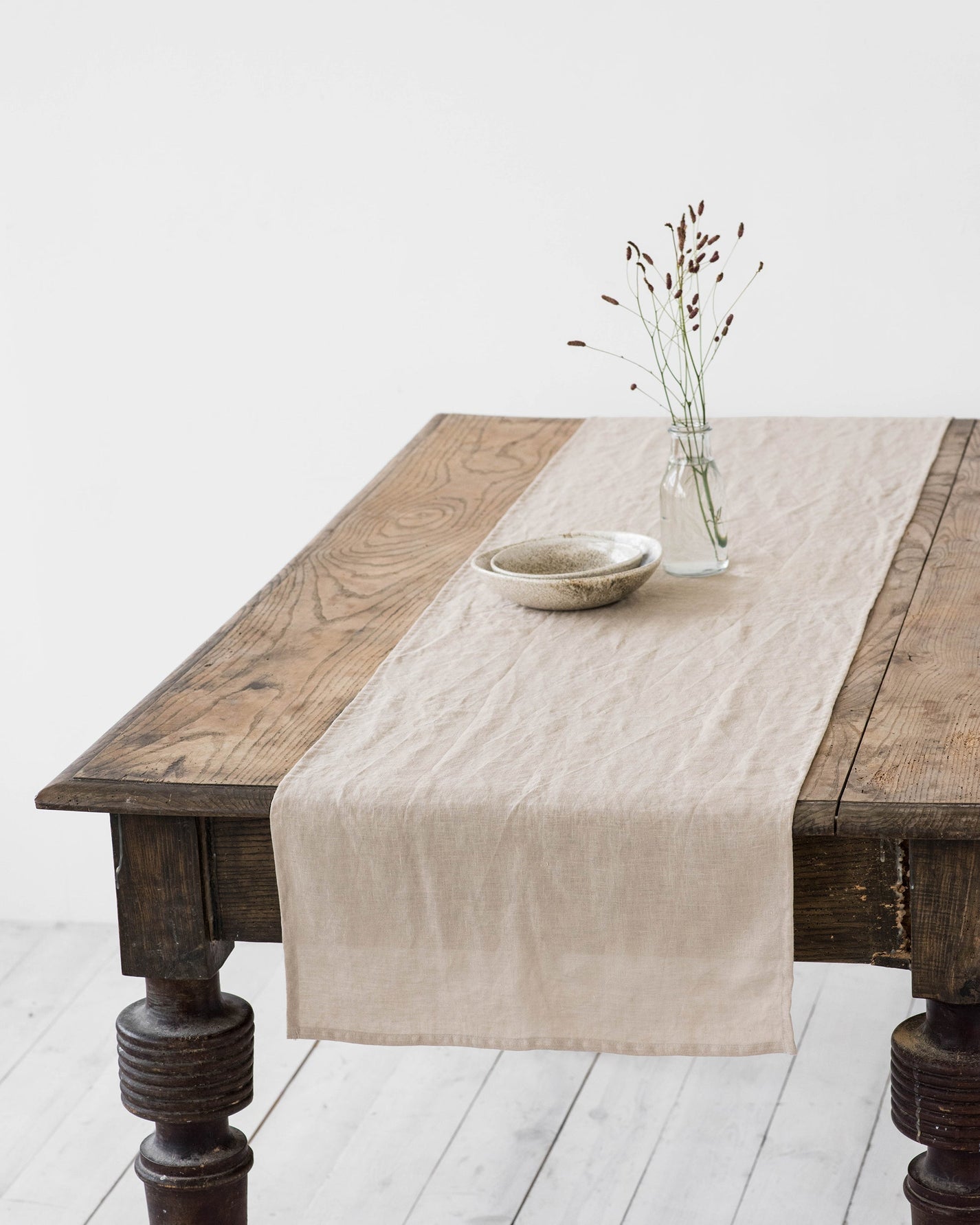 Stone Washed Linen Table Runner in Natural linen | MagicLinen