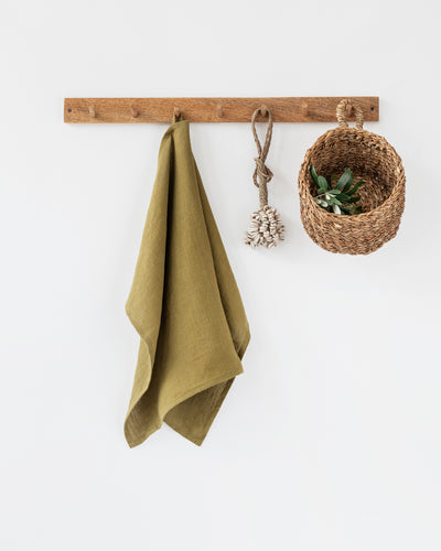 Linen tea towel in Olive green - MagicLinen