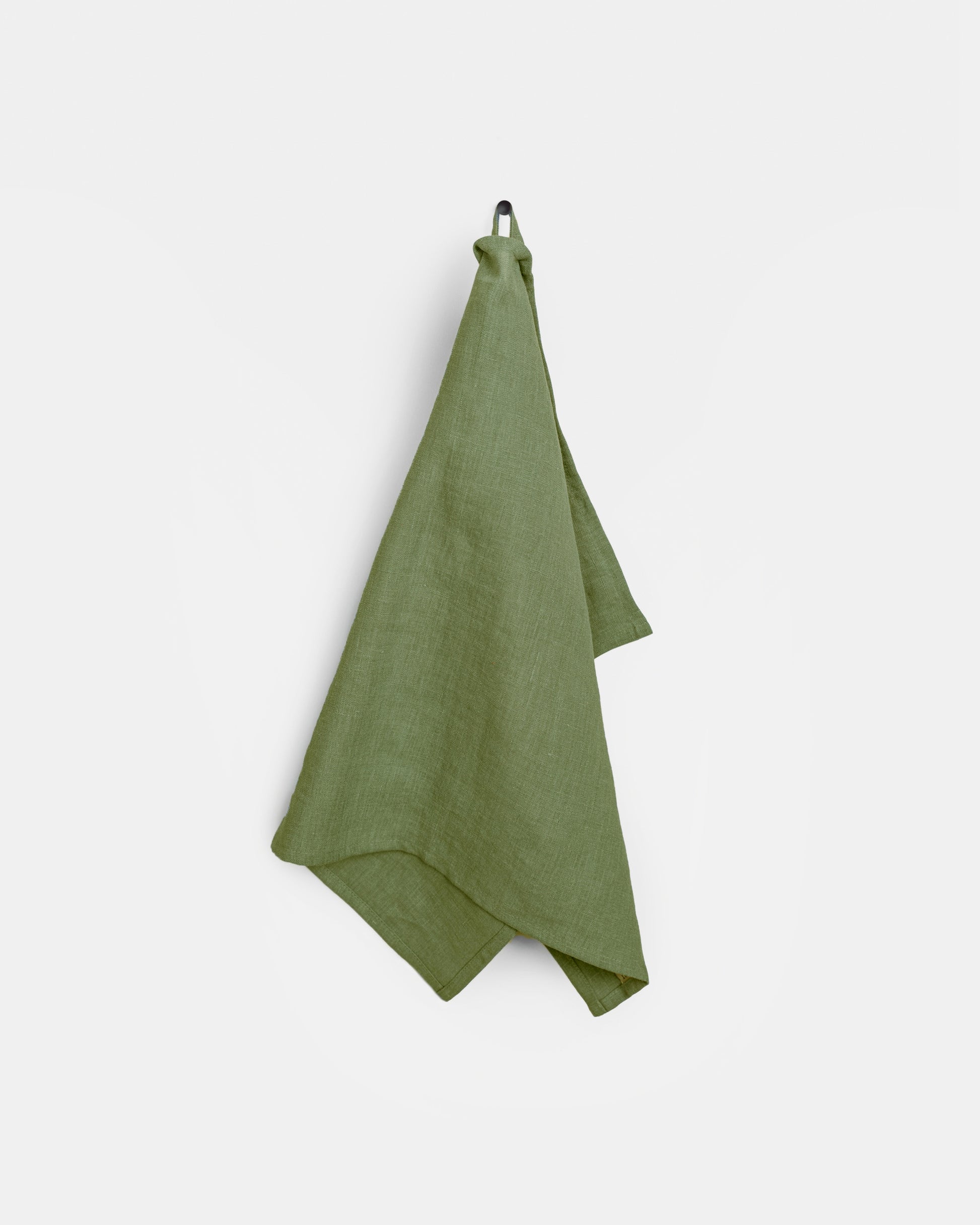 Botanical Green Gingham Linen Tea Towel