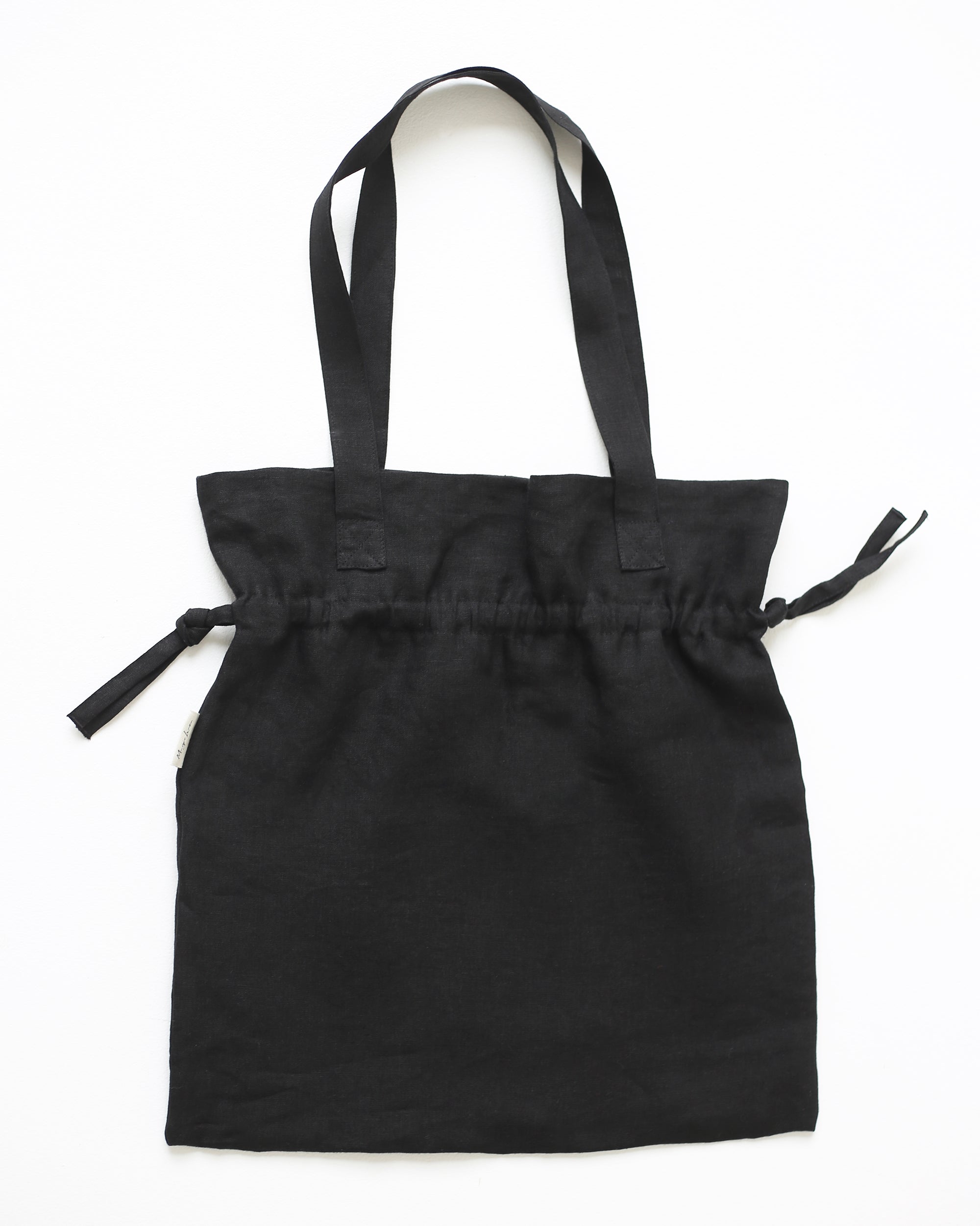 Linen tie tote bag in Black | MagicLinen