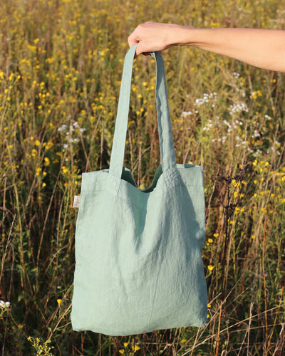 Linen tote bag in Matcha green - MagicLinen