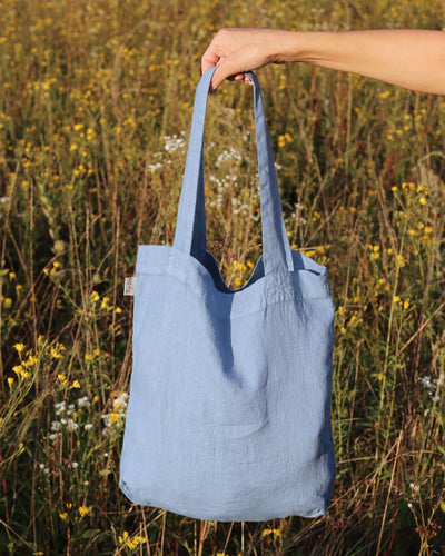Linen tote bag in Ocean blue - MagicLinen