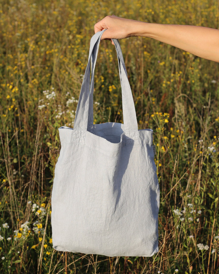 Linen tote bag in Light gray - MagicLinen