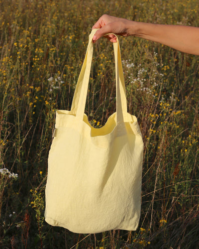 Linen tote bag in Bright yellow - MagicLinen