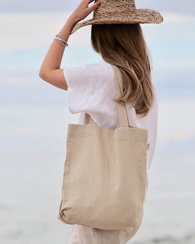 Linen tote bag in Natural linen - MagicLinen
