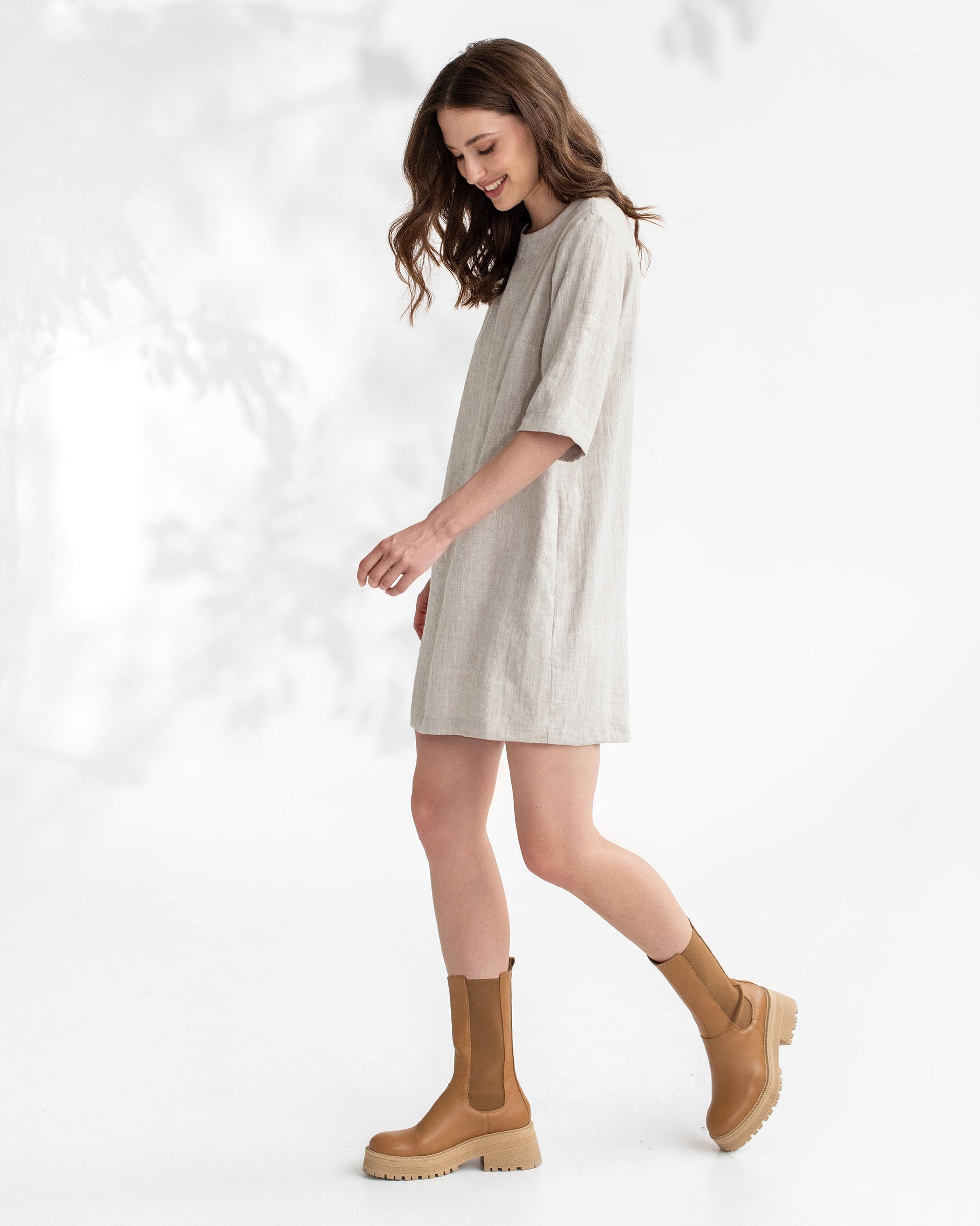 Linen tunic dress LASTRES in Natural melange | MagicLinen Linen tunic dress LASTRES in Natural melange | MagicLinen