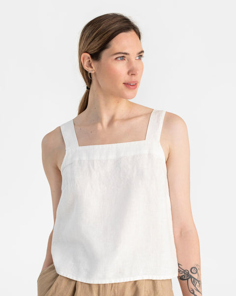 Linen tank top OLINDA in White | MagicLinen