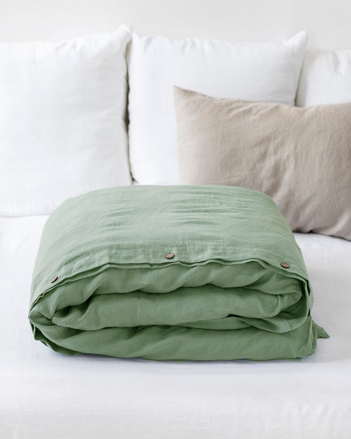 Custom size Matcha green linen duvet cover - MagicLinen