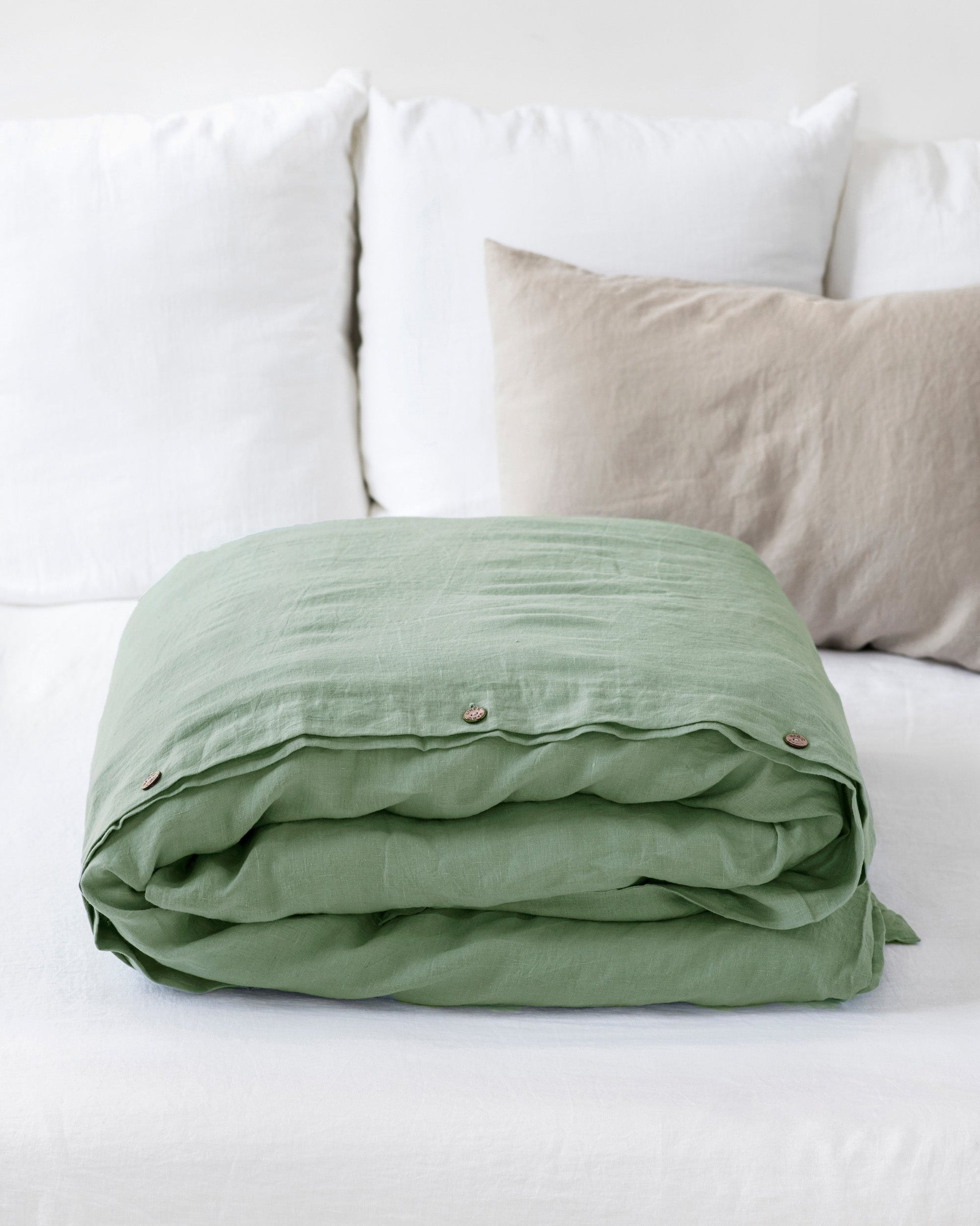 Custom size Matcha green linen duvet cover - MagicLinen