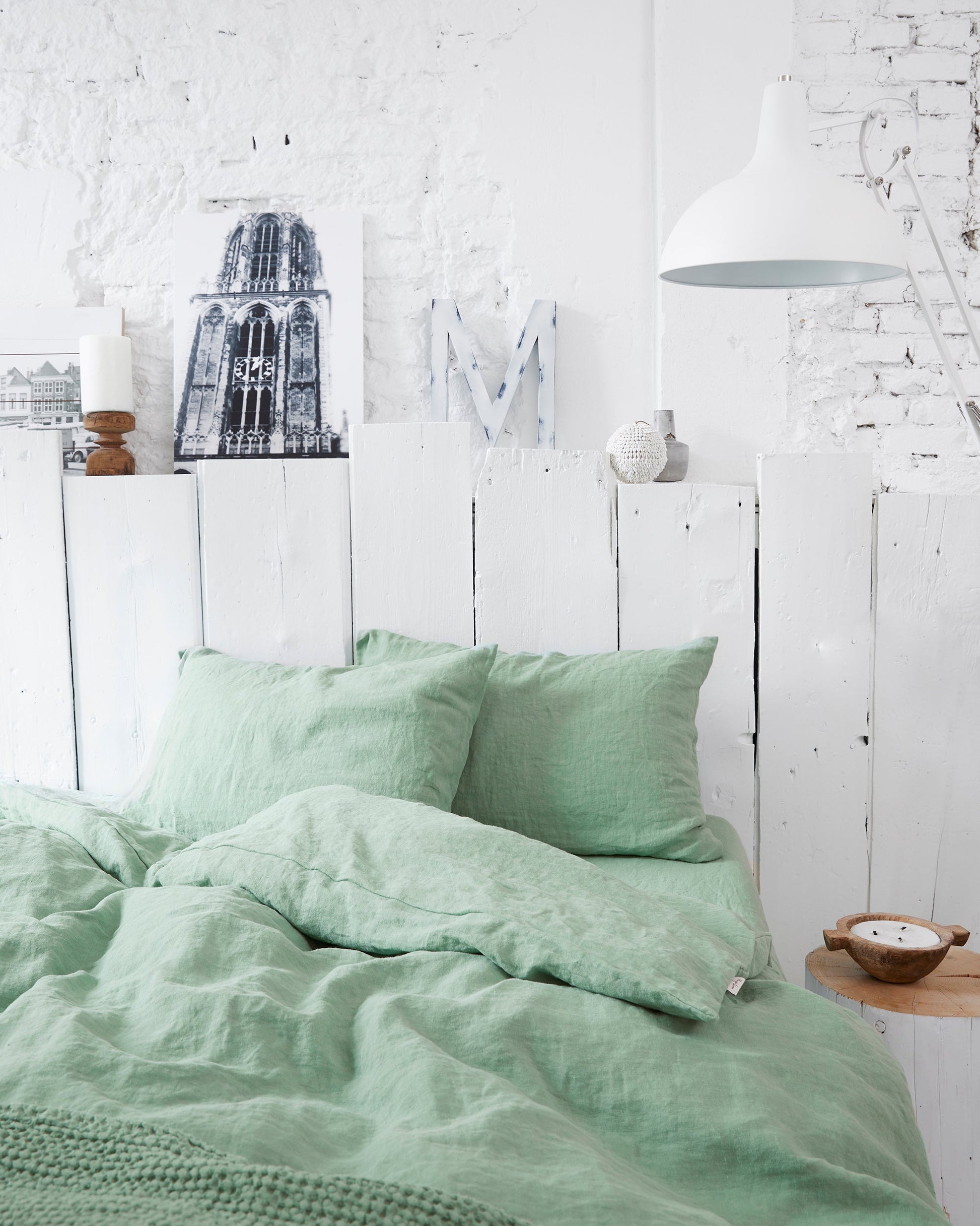 Custom size Matcha green linen duvet cover - MagicLinen