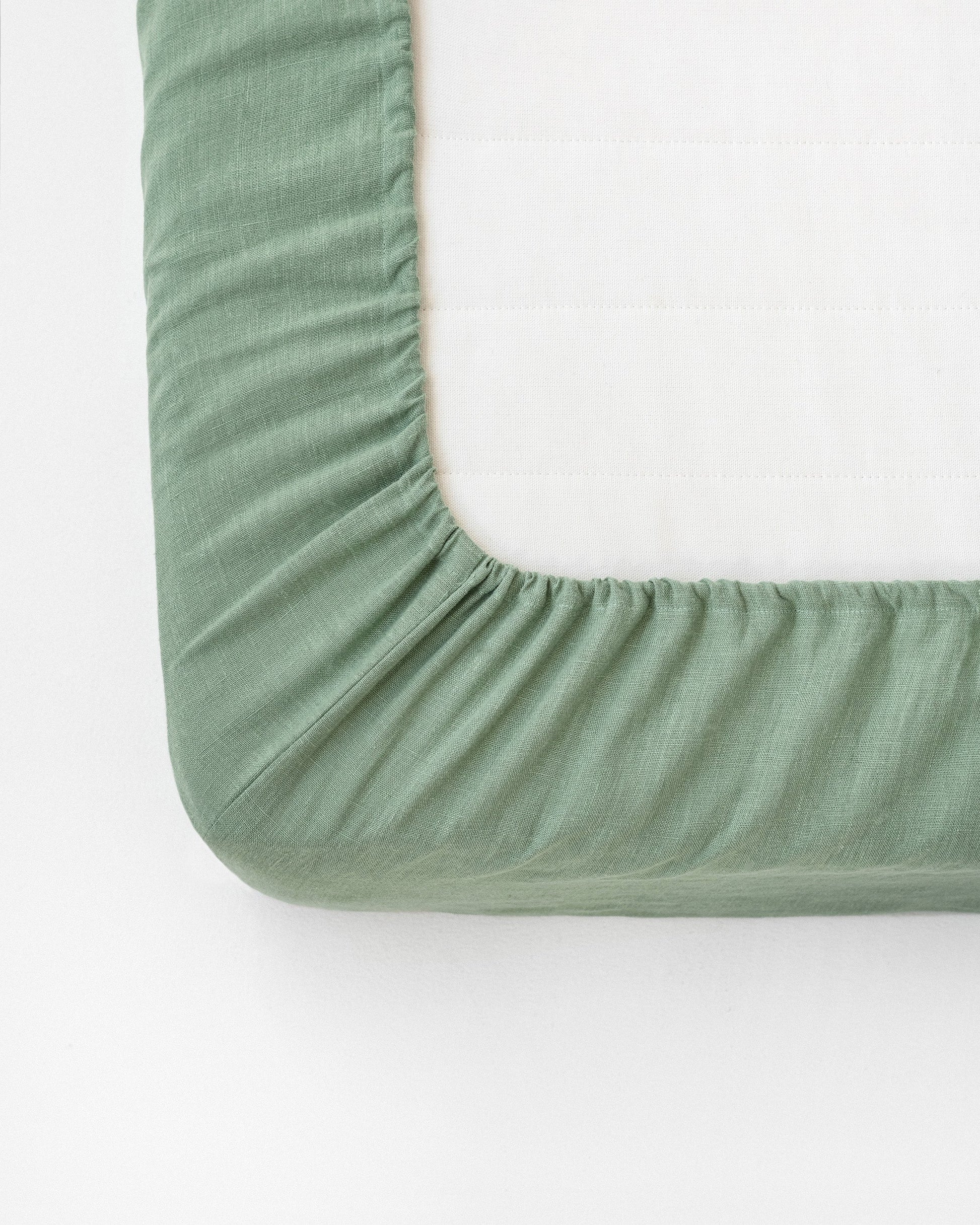 Custom size Matcha green linen fitted sheet - MagicLinen