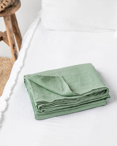 Matcha green linen flat sheet - MagicLinen