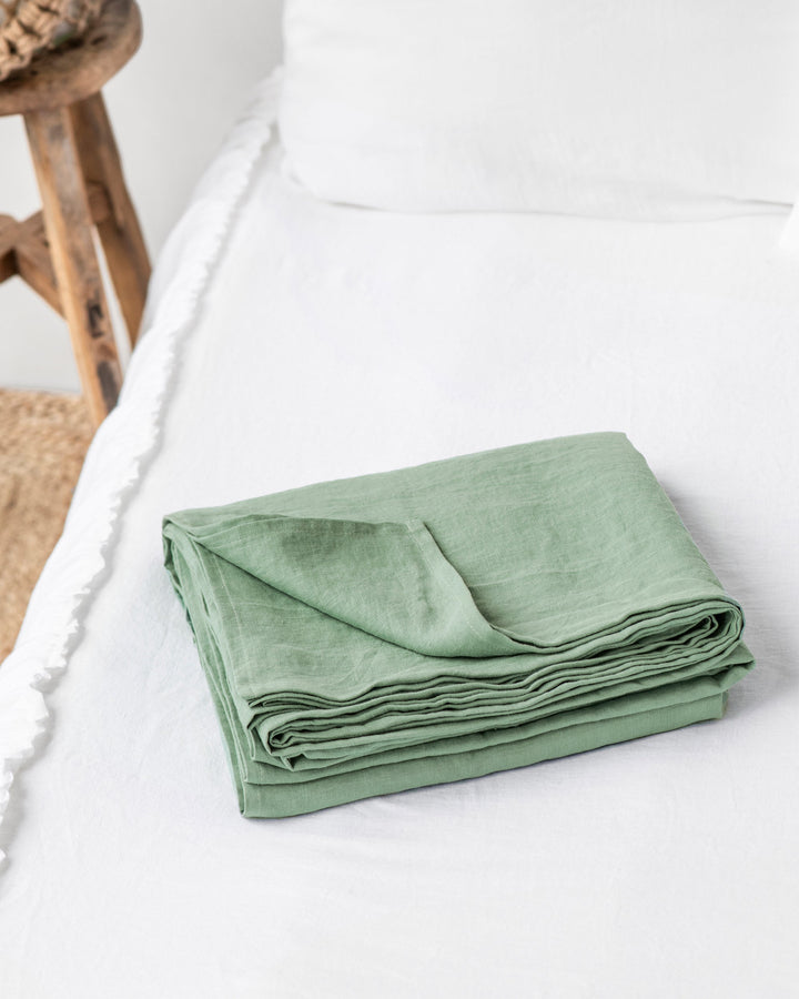 Custom size Matcha green linen flat sheet - MagicLinen