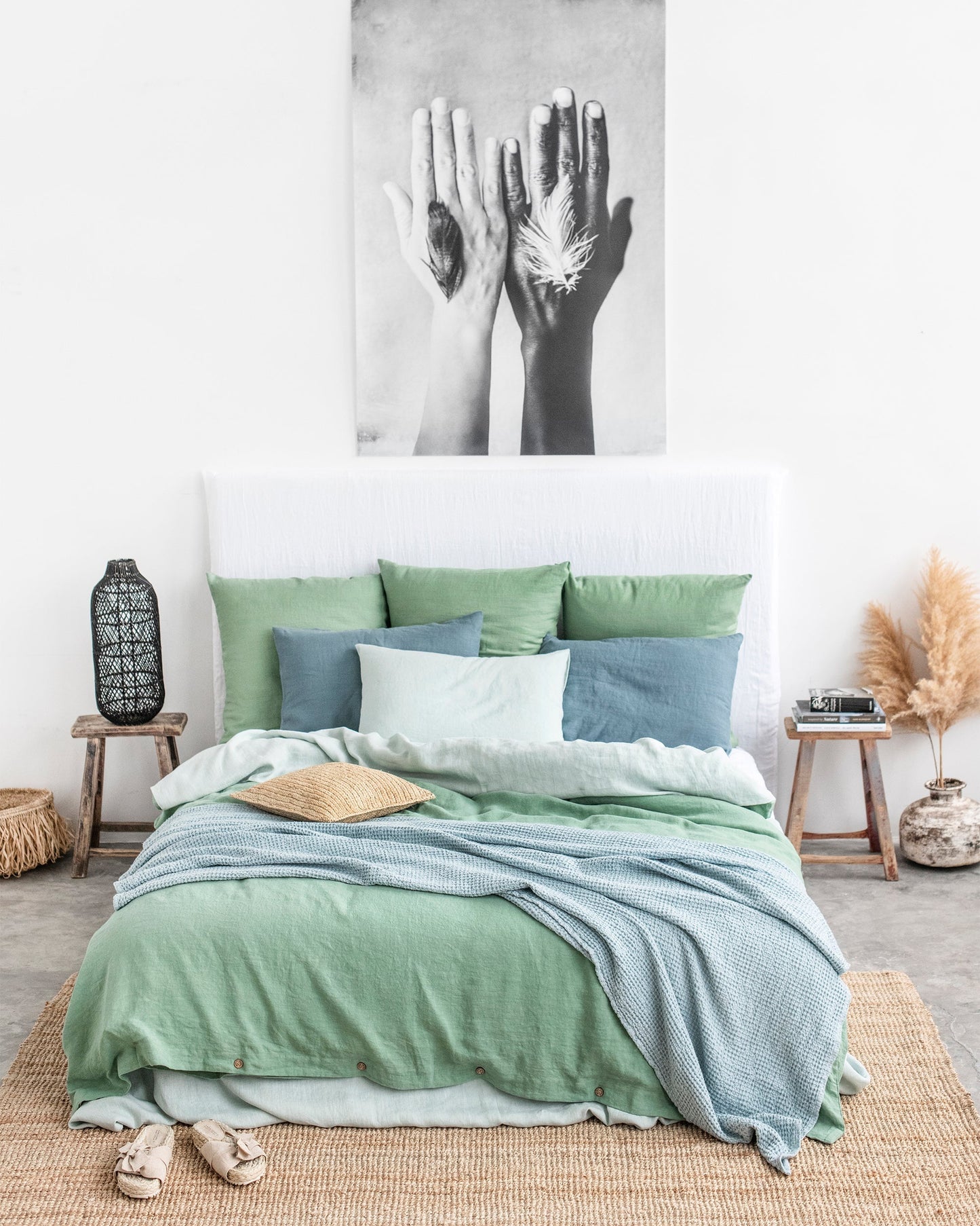 Custom size Matcha green linen pillowcase - MagicLinen