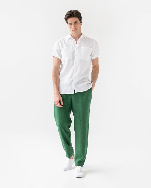 Clavelite White Solid Formal Flat Front Trouser Pant For Men - laaviebox.com