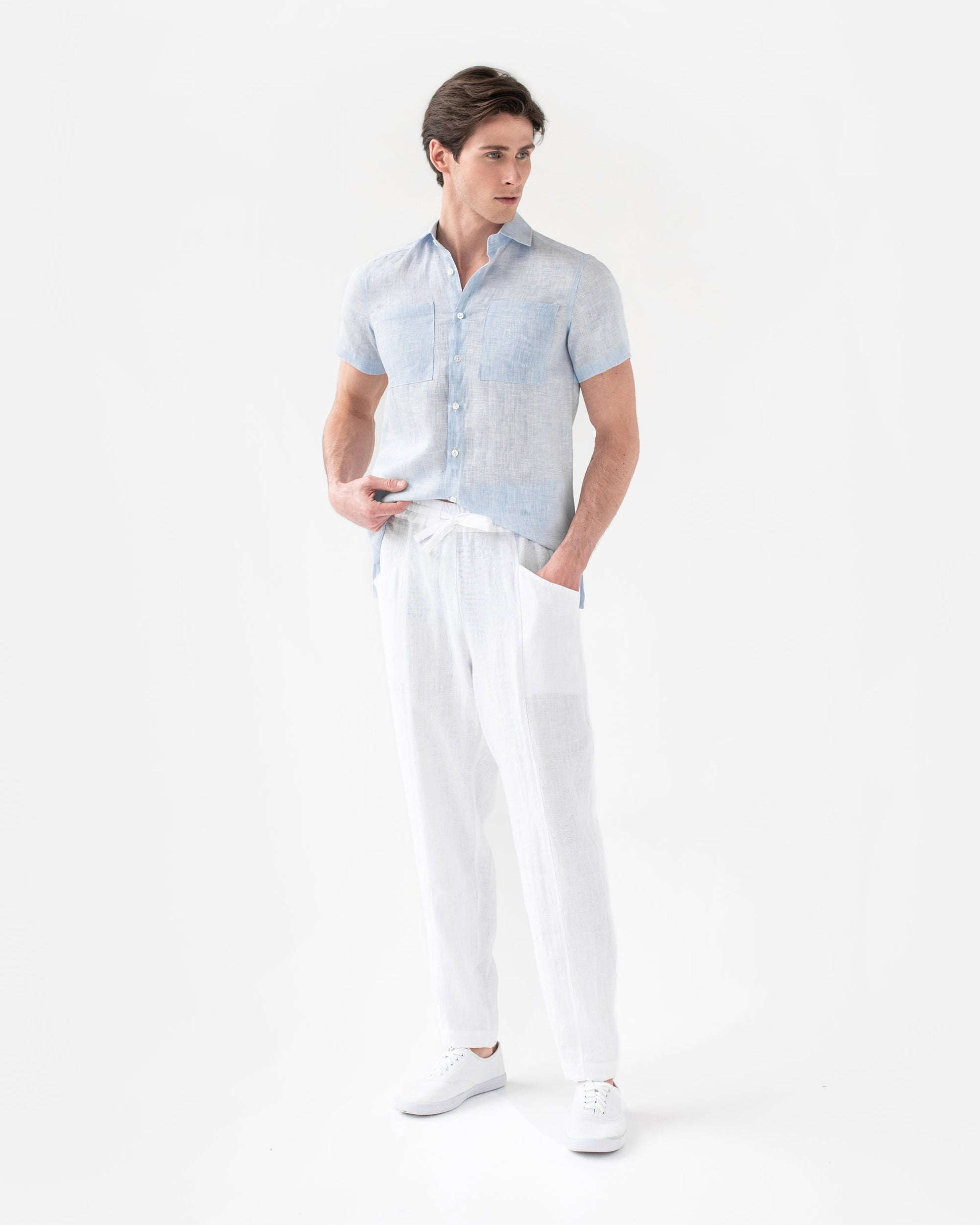 Men's linen pants TRUCKEE in white - MagicLinen