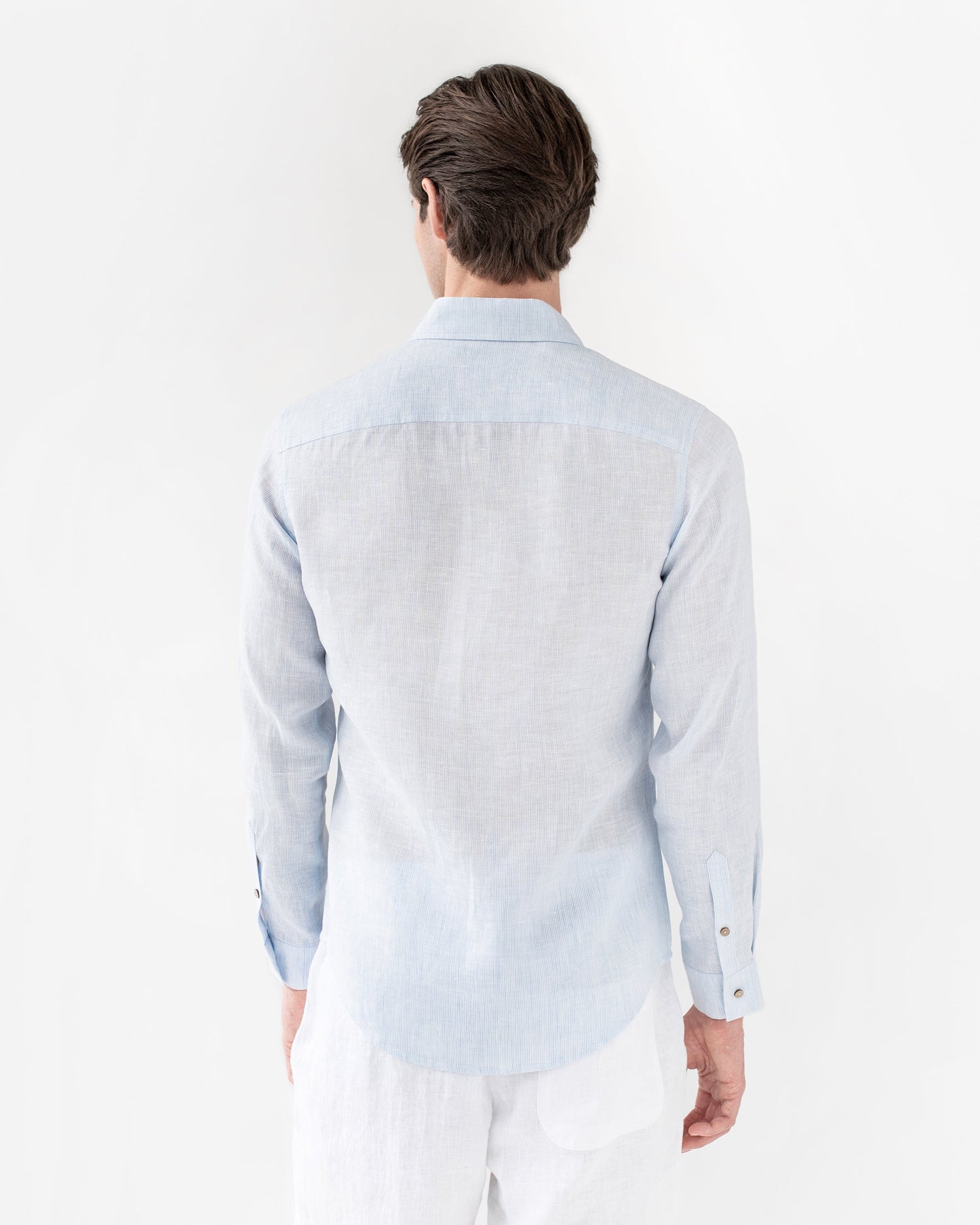 Men's linen shirt NEVADA in pinstripe blue - MagicLinen