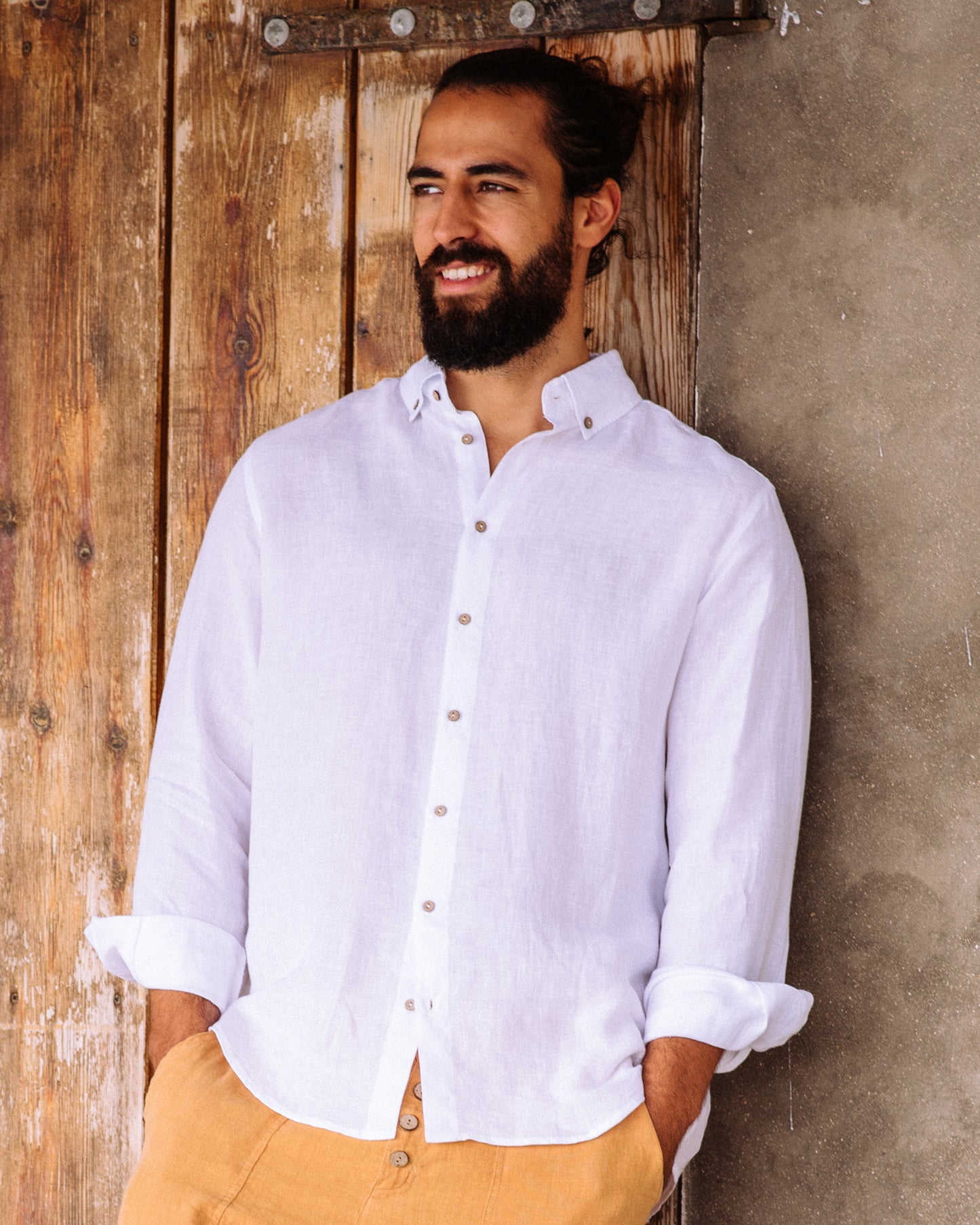 Men's linen shirt NEVADA in White - MagicLinen