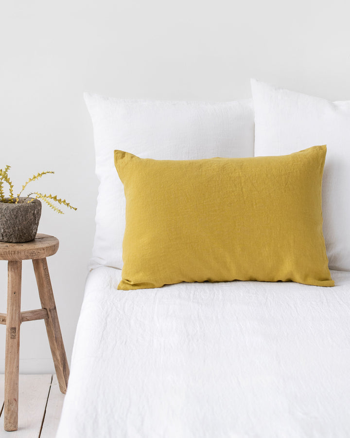 Moss yellow linen pillowcase - MagicLinen