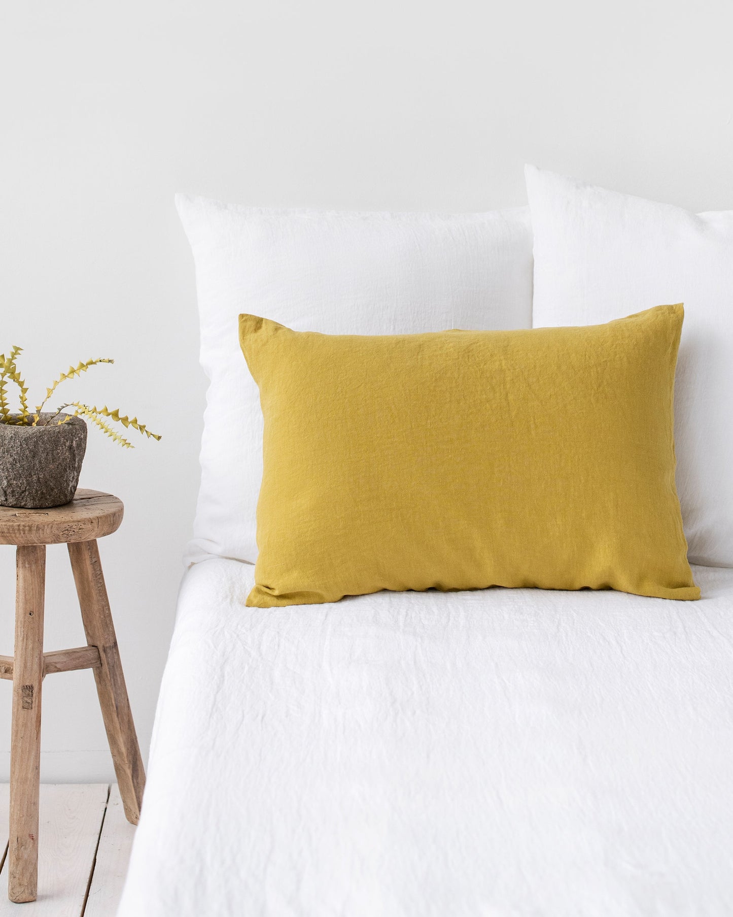 Custom size Moss yellow linen pillowcase - MagicLinen
